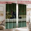 2D flat printing 2pcs Curtain Black Cat Bathing Digital Printed Polyester Drapes Party Decorations for Parties and Everyday use