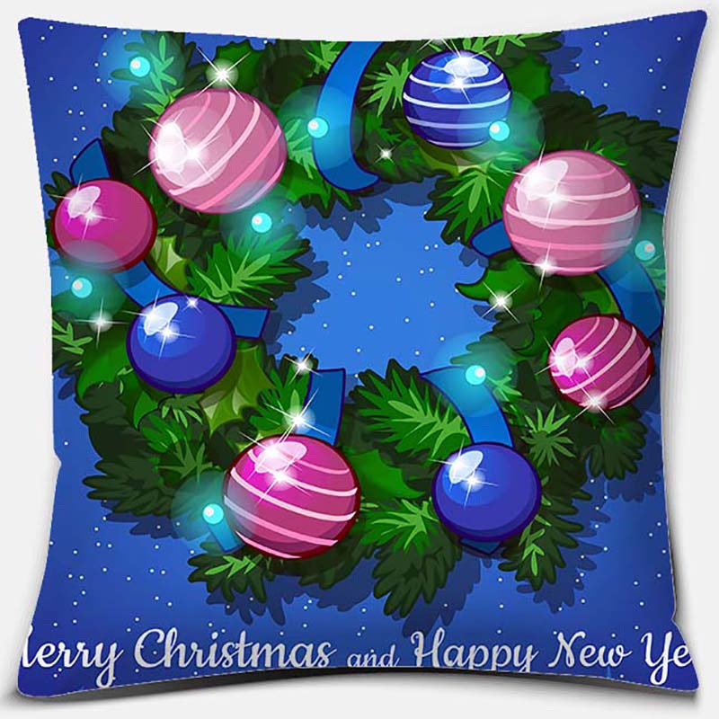 Blauer Weihnachtsstrauß Druckserie Muster Kissenbezug Quadratischer Kissenbezug Home Office Dekoration Kissenbezug