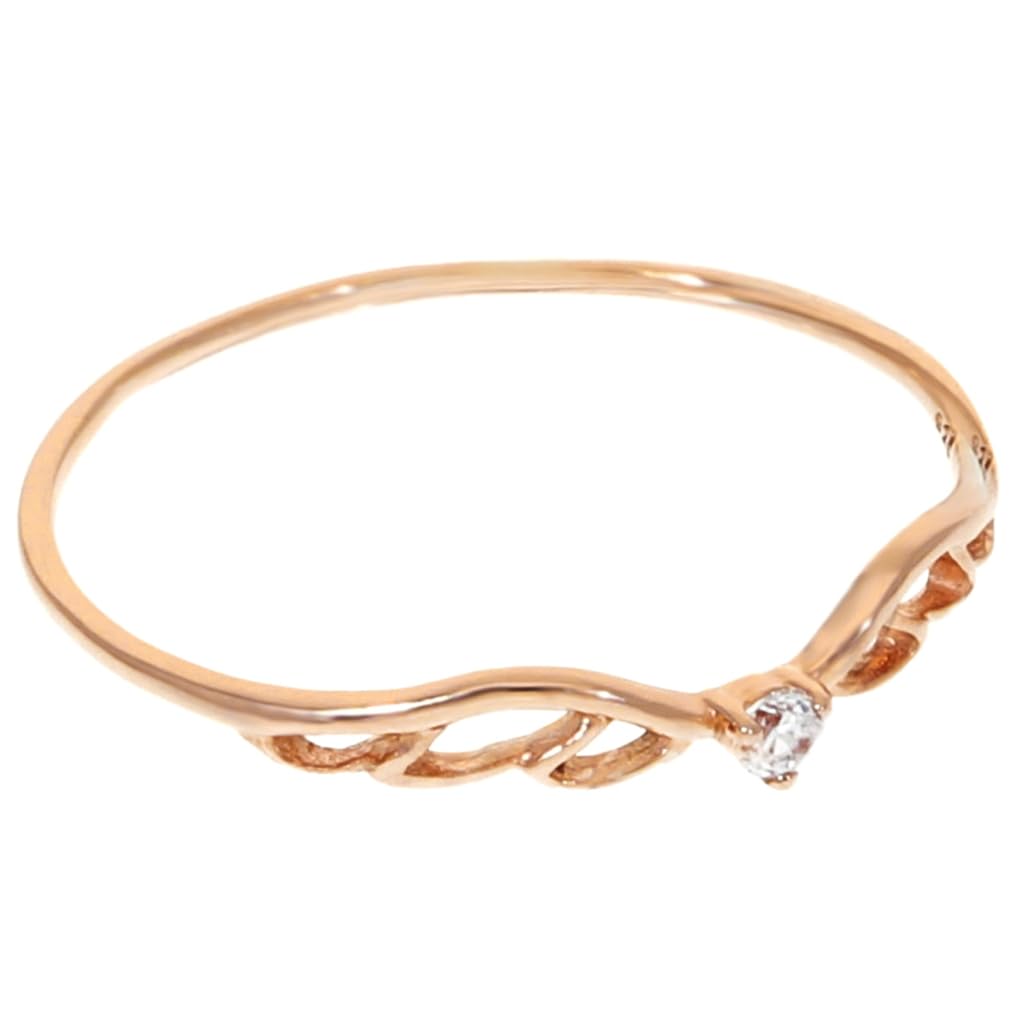 [Shinjuku Gin No Kura] Wing Zirconia Pink Gold Color Silver 925 Ring, Size 11, Women's, Wing Feather Motif, Thin