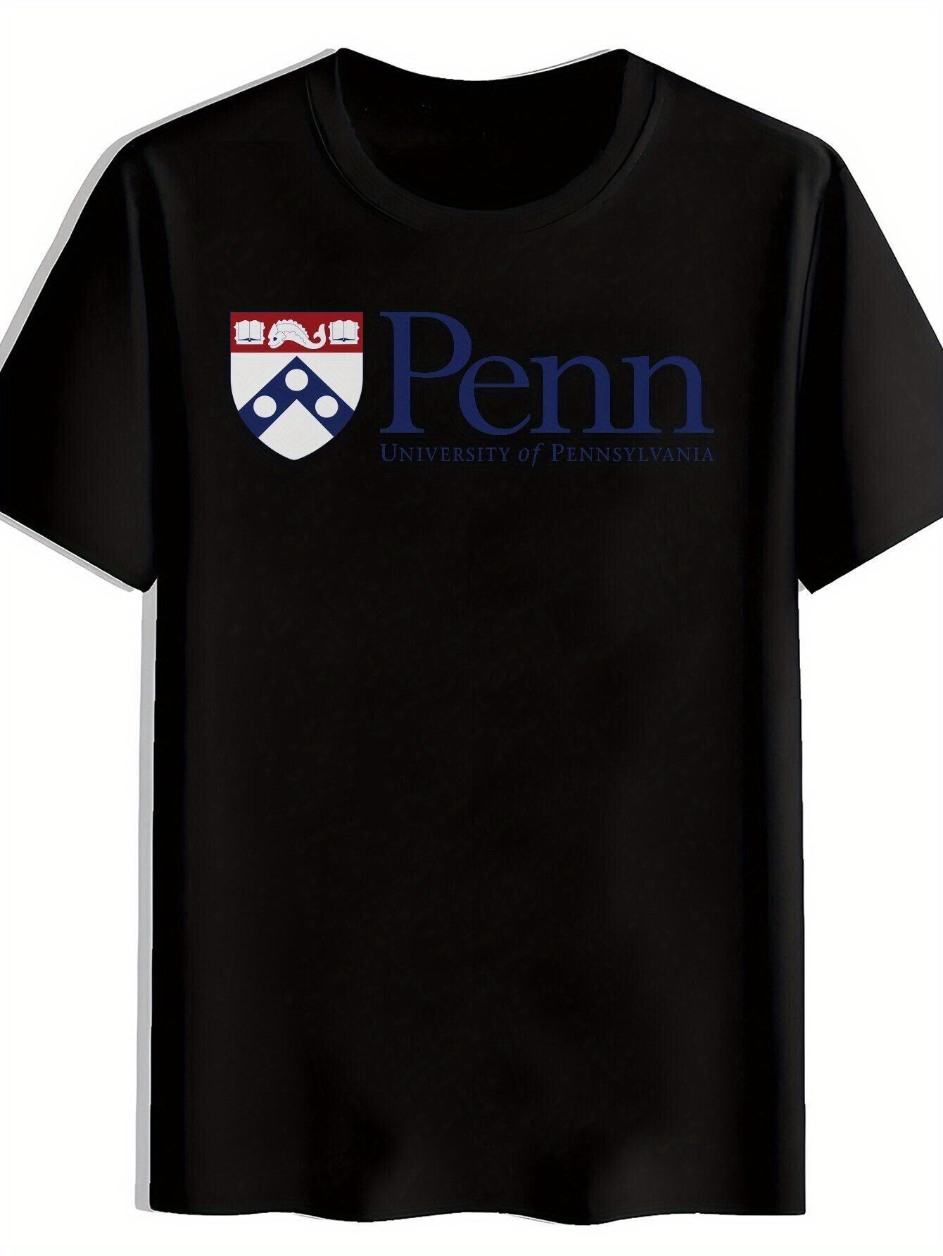 Penn Graphic T-shirt - Black Casual Crew Neck Polyester Tee with College Logo XL