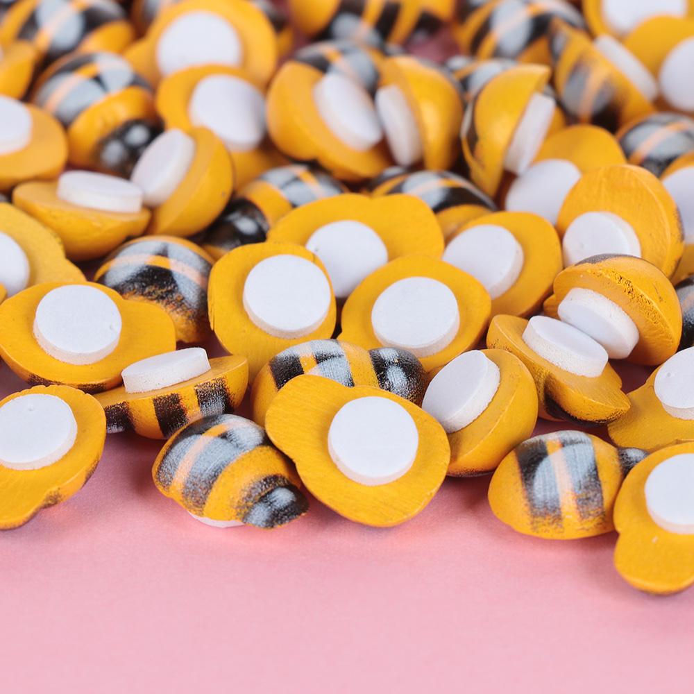 100pcs DIY Mini Baby Toys Self-adhesive Bee Sponge Sticker Wooden Scrapbooking