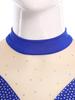 Womens Sparkle Rhinestone Dance Gymnastics Leotard Mock Neck Long Sleeve Long Pants Jumpsuit