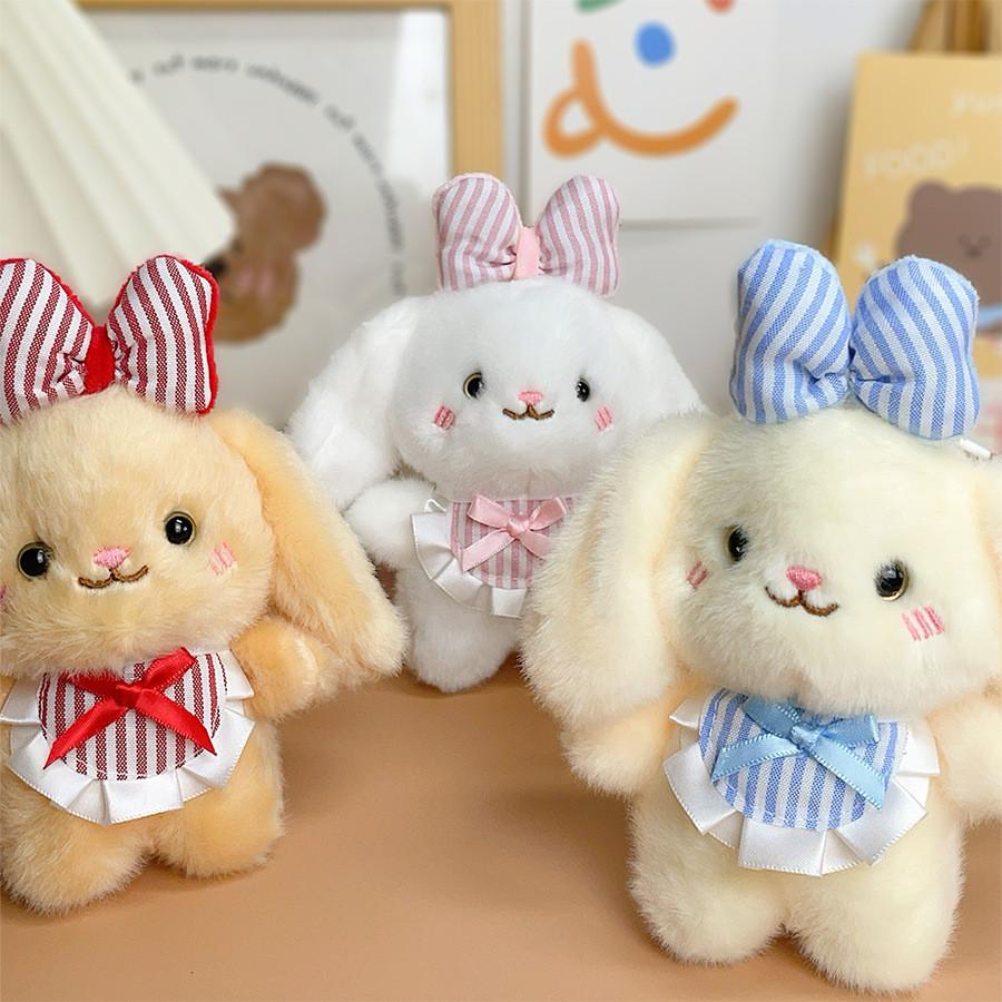 Plush Dog Keychain With Pink Butterfly Bow For Bags And Collectibles