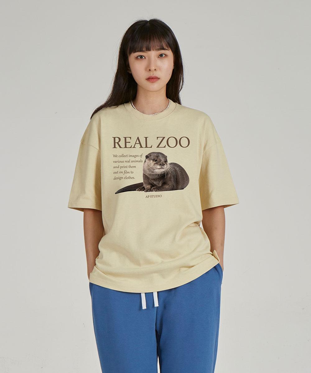 Astral Projection Realju Otter Round Neck 15-Count Cotton Short Sleeve T-Shirt_Butter L