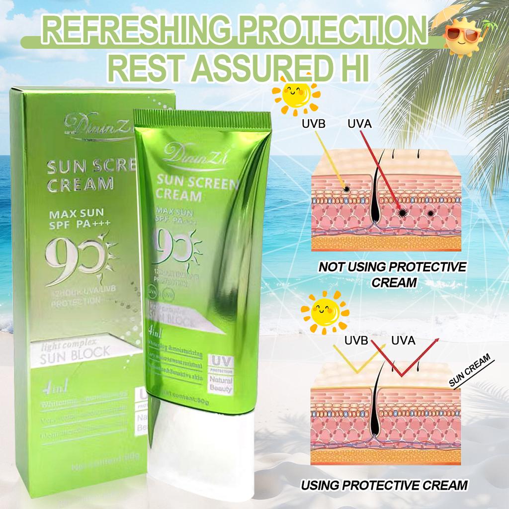 50g SPF90+ Sunscreen Cream Protector Cream Long-Lasting Waterproof Brightening Moisturizer Purple Isolation Lotion