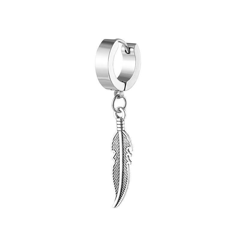 Jewelry Titanium Steel Punk Cool Men Women Ear Clip Stud Earrings Long Stick Pendant Fashion Hip Hop Drop Party Earring