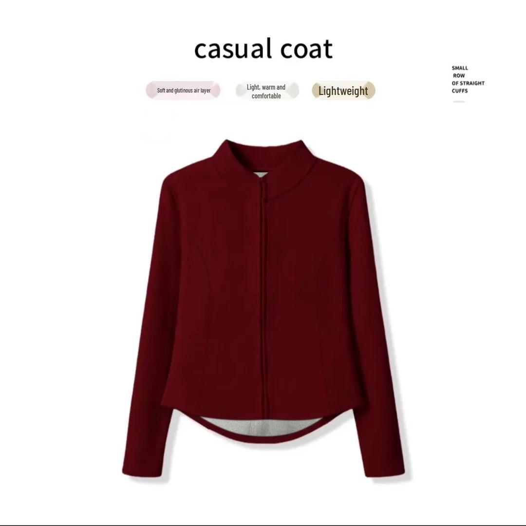 

Graphene Slimming Stand-up Collar Zipper Cardigan - Women s Fleece-lined Warm Yoga Suit for Autumn/Winter XL (115-130 lbs)