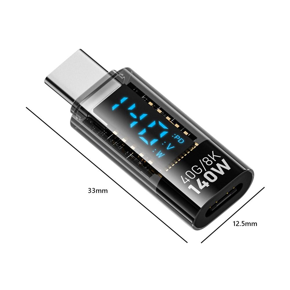 USB C Adapter PD140W LED Display USB C Extension Adapter USB4.0 40Gbps USB C Extender for iPhone 15 Series/iPad Air/Pro/MacBook