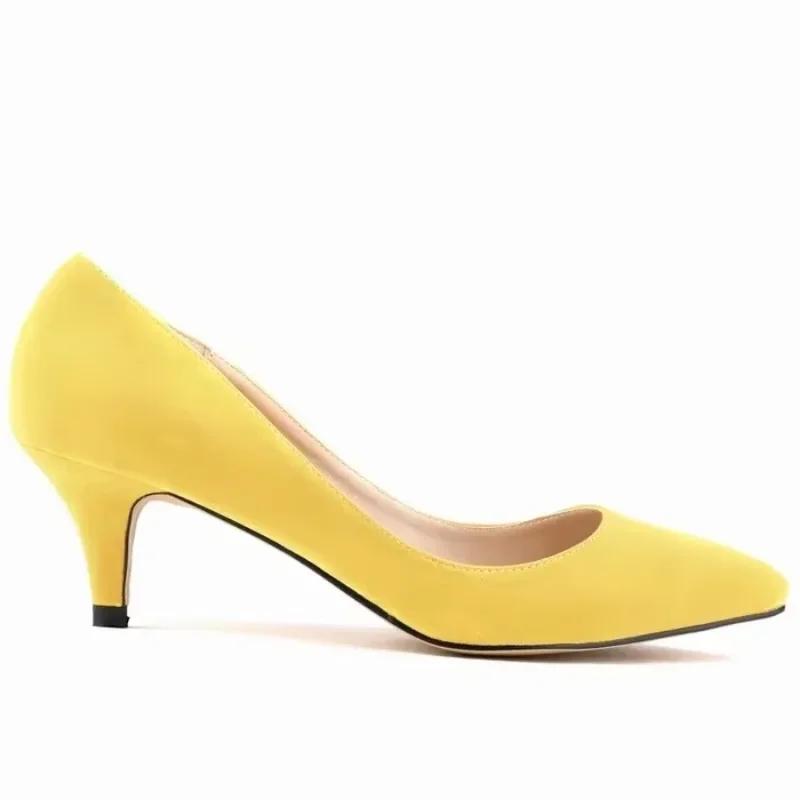 Taglia Grande Donna Décolleté Tinta Unita Classiche Tacco Basso Alto 5cm Traspiranti Slip-on Punta a Stiletto Scarpe da Lavoro da Sposa