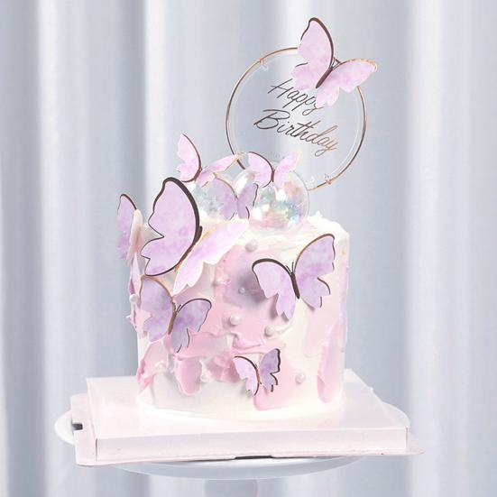 1 Set Cake Toppers Handmade Exquisite Paper Butterfly Cake Topper Ornament for Birthday Cake Decoration