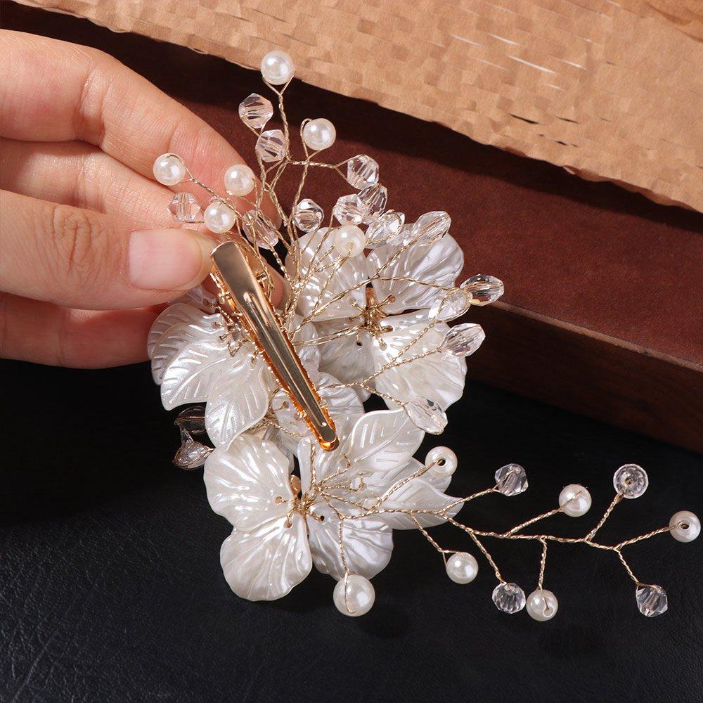 Crystal Pearl Flower Bridal Headwear White Wedding Hairpin New Bride Headdress  Hair Jewelry