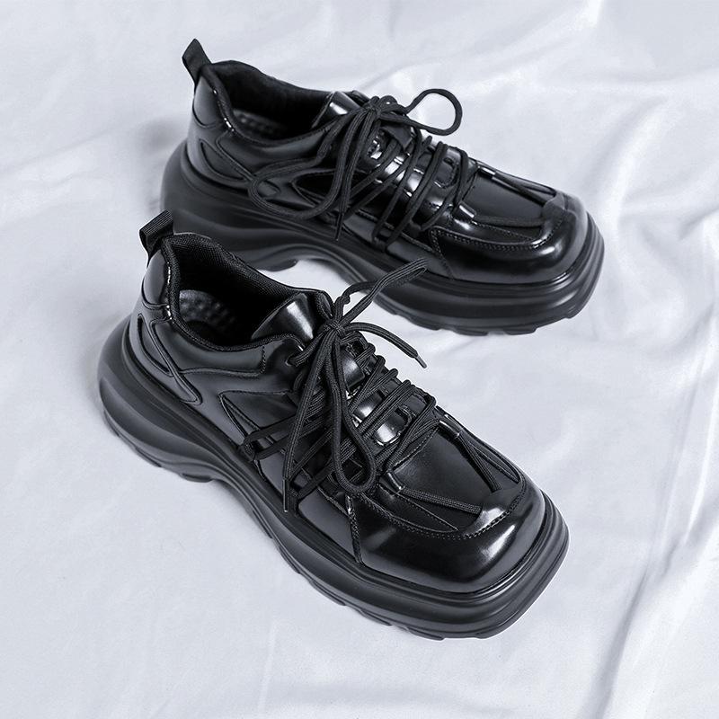 

Мужская обувь Tide 2025 New Niche Square Head Daddy Shoes Мужские универсальные повседневные кроссовки, увеличивающие рост 3311-R 38 чёрный