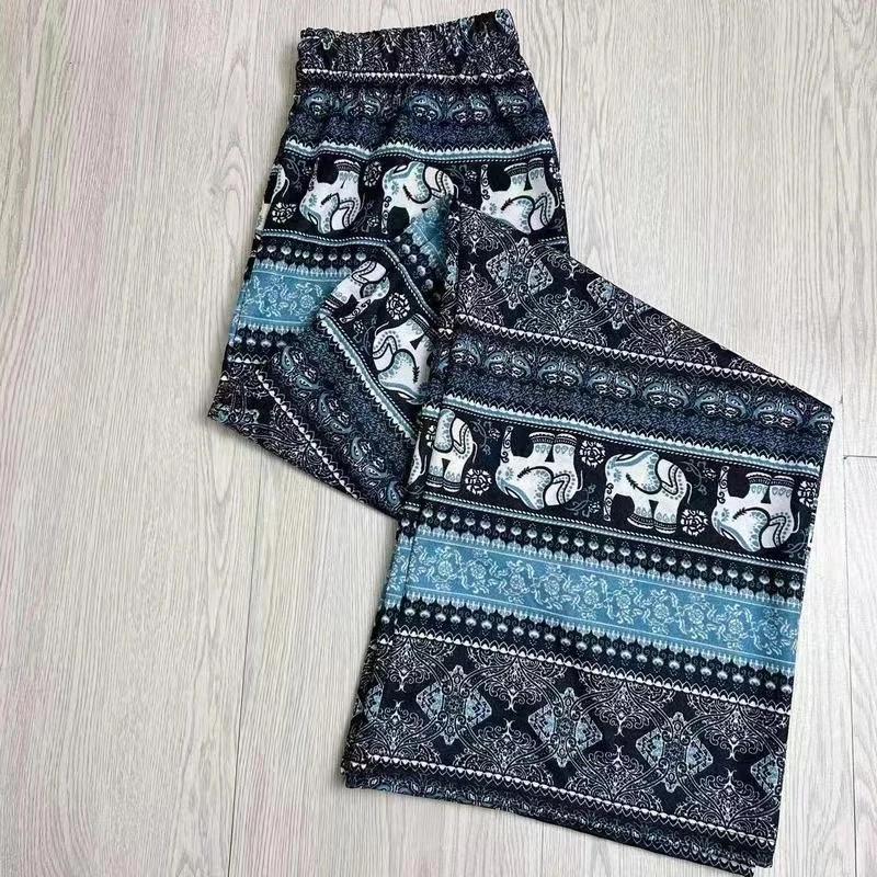 Elefanten Hose Lang Weites Bein Verstellbarer Elastischer Bund Riemen Unisex Damen Herren Druck Thailand Lässig Streetwear Strand Boho Retro Vintage