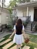 Korean Style Plus Size Color Block Knit Top & High Waist Midi Skirt Set