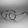 Italy Design Replication Round Men Women Luxury Eyeglasses Ultra Light Pure Titanium Frame Acetate Ring Glasses