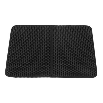 Tapis de Litière pour Chat Double Couche Imperméable Trous Nid d'Abeille 3D Antidérapant Facile à Nettoyer Tapis Piège-Litière pour Chat