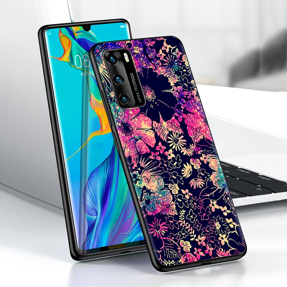 Mandala Sunflower Hülle für Huawei P30 P Smart Z P40 Lite E P20 Y7 Y9 2019 Honor 8X Play 9A 50 20 9X Pro Schwarze weiche Telefonabdeckung