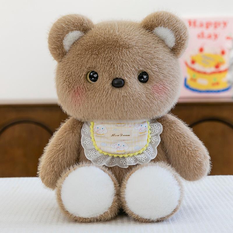 Cat Bib Rabbit Bear Plush Toy Animal Stuffed Doll Cartoon Decoration Bedroom