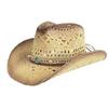 (One Size, Khaki) Men Women Beach Hat Breathable Western Style Cowgirl Straw Hat Stylish Wide Brim Sun Hat