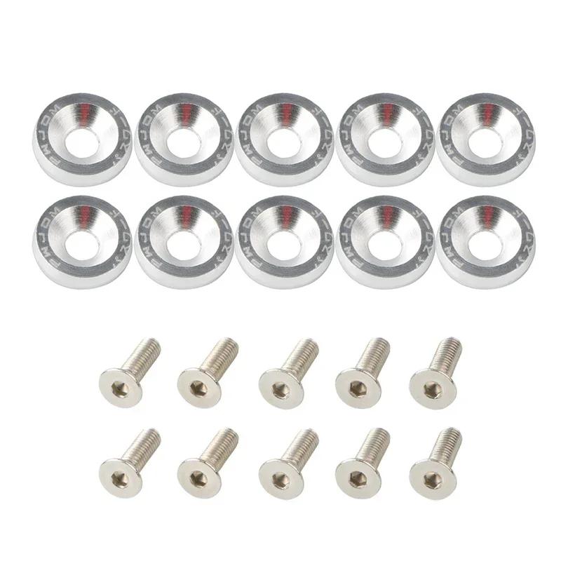 Car Modified Hex Fasteners Fender Washer License Plate Bolts Engine Bumper Decorative License Frame Screws Car styling 10PCS