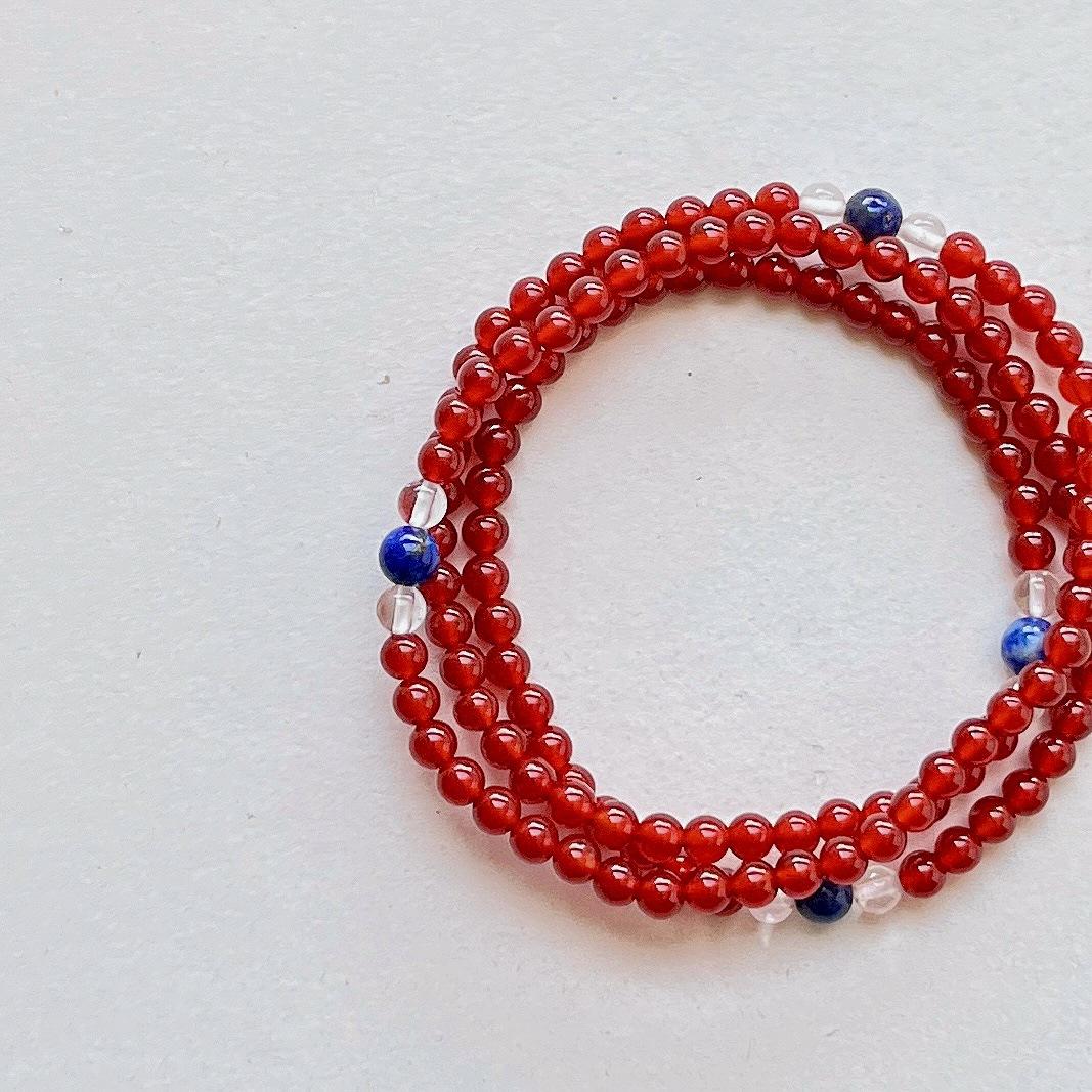 New Year S Red Natural Chalcedony Agate Lapis Lazuli White Crystal Multi-Circle Bracelet Bracelet