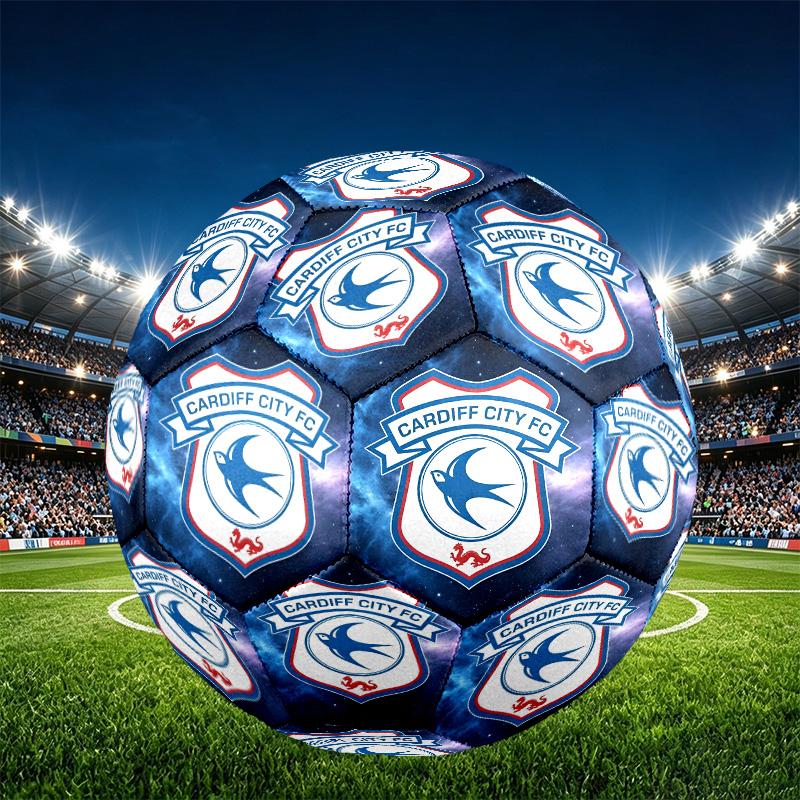 Cardiff City FC Print Size 5 Soccer Ball, PU Wear Resistant Football for Match Training and Daily Practice, Birthday Gift for Soccer Fans