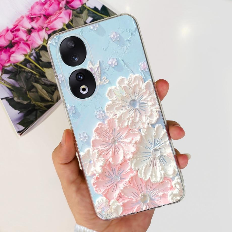 Para Honor 90 / Honor 90 Lite 90 Pro 90 Smart Case Funda de Silicona Suave Elegante de Lujo Hermosa Flor de Cerezo Fundas Tapa Transparente