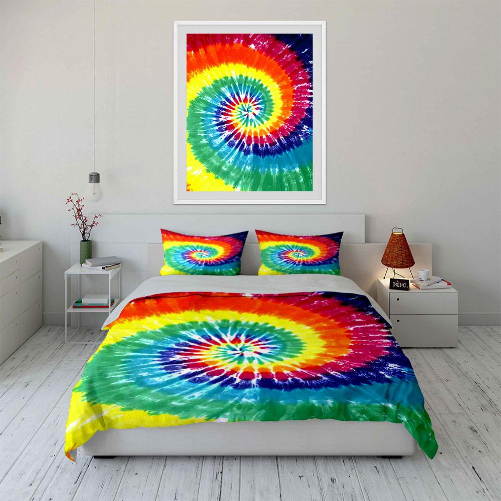 Rainbow spiral tie-dye. Bedding sets Duvet cover sets Duvet covers Pillowcases(1 * Duvet Cover 2 * Pillowcases without duvet insert)