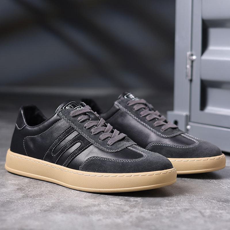 European station men's shoes trendy shoes breathable suede shoes sports and leisure shoes leather Forrest Gump shoes spring white shoes men's board s