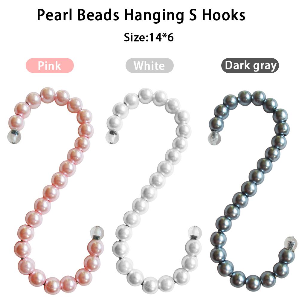 1/2/3Pcs/Lot White Pearl Beads Hanging S Hooks Non-Slip Ornament Hook S Shaped Creativity S Hooks For Closets Clothing Shop