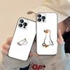 Cute Cartoon Goose Phone Case For IPhone 16,15,14,13,12,11,XS,XR,X,8,7,Pro,Max,Plus,mini Silicone Black Cover