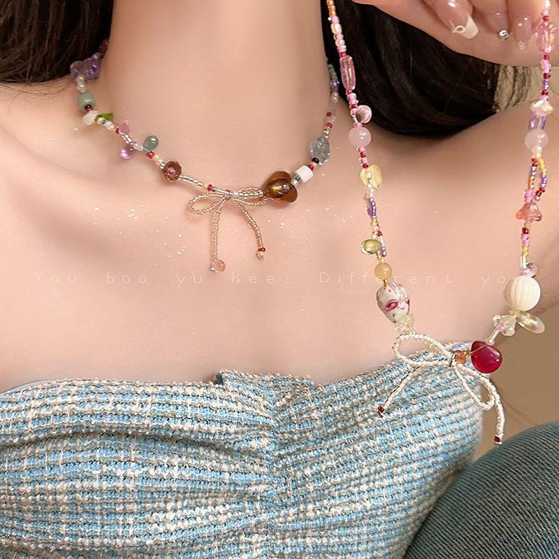 Summer Dopamine Female Glaze Clavicle Chain Bows
