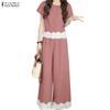 Women Short Sleeve Blouse and Pants Casual Two Piece Suit Sets