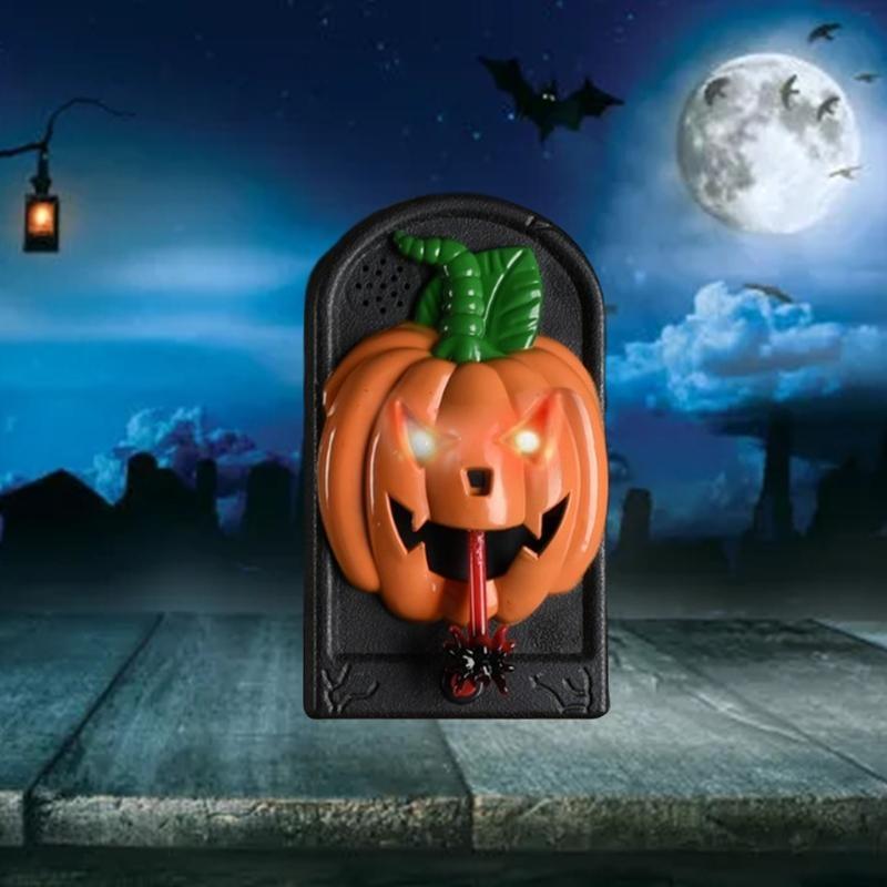 24TE for Creative Halloween Creepy Doorbell LED Skeleton Glowing Eyeball with Scary Sound Horror Props Haunted House Door Dec