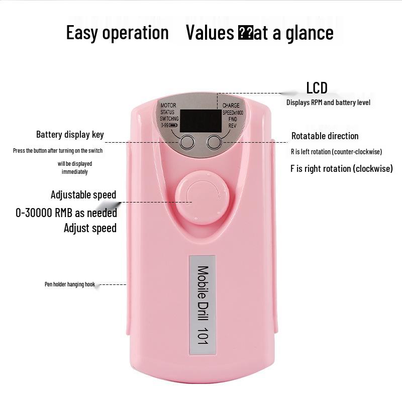 Rechargeable 30,000 RPM Professional Nail Drill for Gel Polish Removal