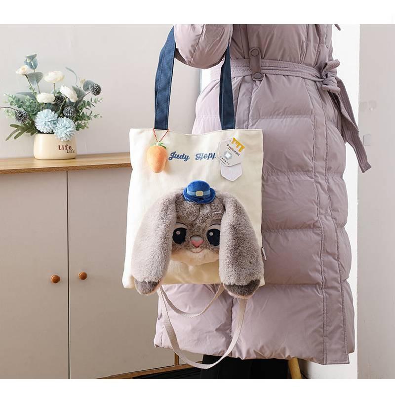 Zootopia Laverne Judith Hopps Large Capacity Shoulder Bag Cute Girl Plush Bag
