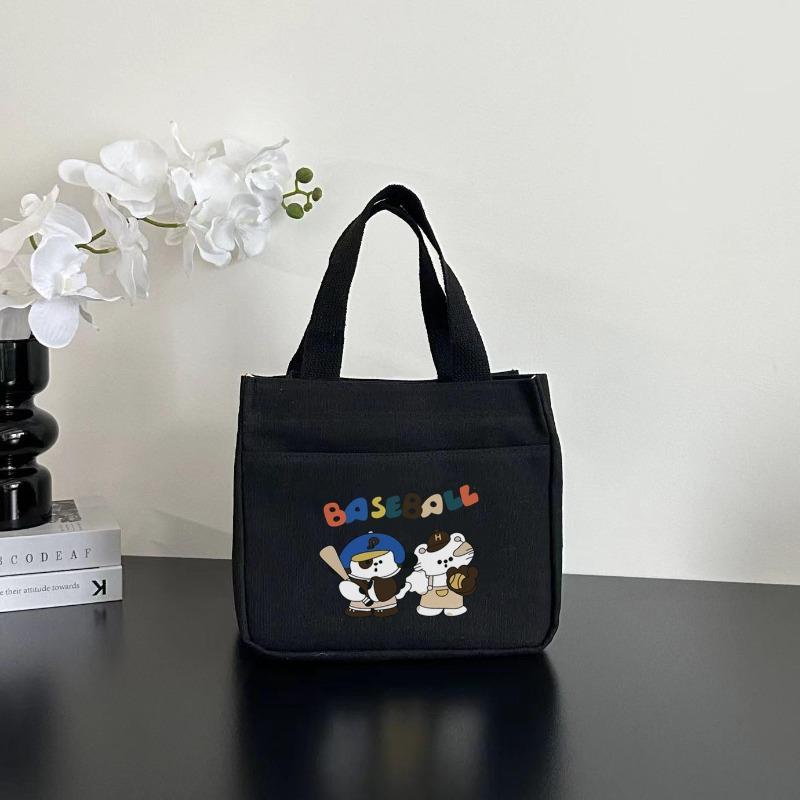 High-value Canvas Handbag Simple and Small Three-dimensional Bag Commuting Thickened To Work Bento Meal Bag