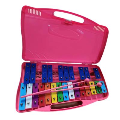 Asdays 25 Percussion Educational with Easy To Carry Metallophone, Notes, Drum, Instrument, Music, Gift, Colorful, Stand, (Pink)