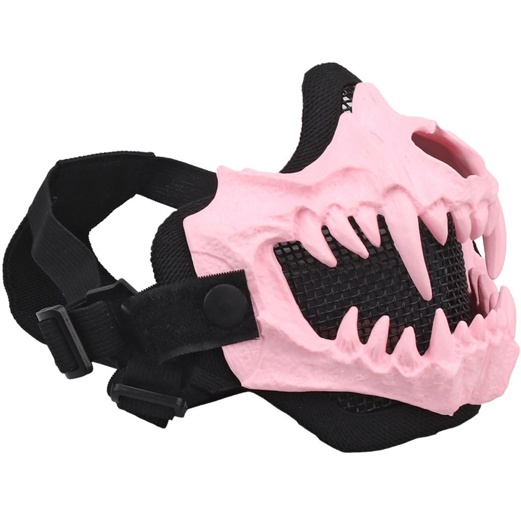 Maschera Zanna, Protezione Facciale Teschio Zanna Oni Rete Tattica Maschera Samurai Mezza Faccia per Softair Caccia CS Halloween Cosplay