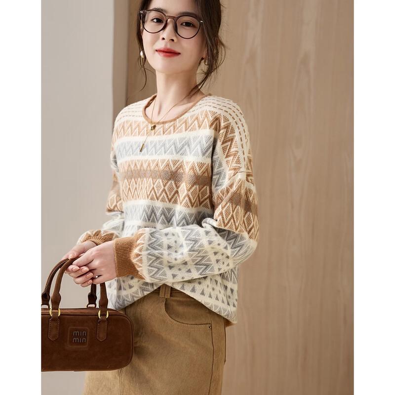 Women's Fair Isle Jacquard 100% Sheep Wool Sweater