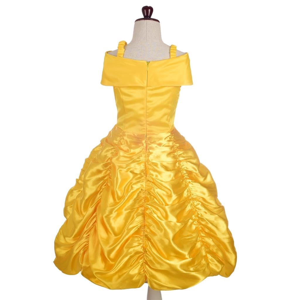 Dressy Daisy Belle Costume for Toddler Girls, Princess Cosplay, Kids' Beauty and the Beast Dress with Skirt, Yellow, Size 105, Ages 3-4, Halloween
