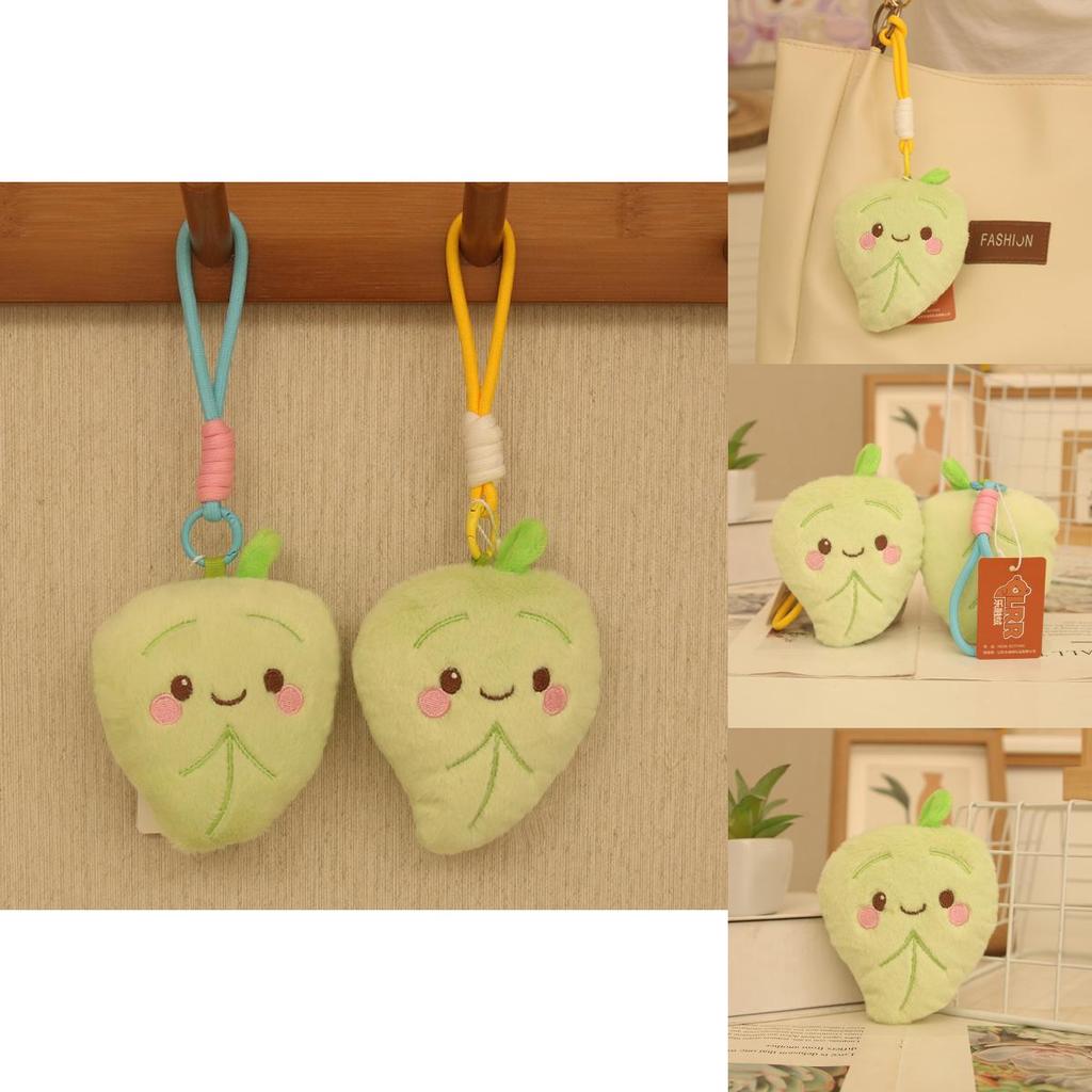 Cute Green Leaf Plush Doll With Pp Cotton Filling For Bookbags