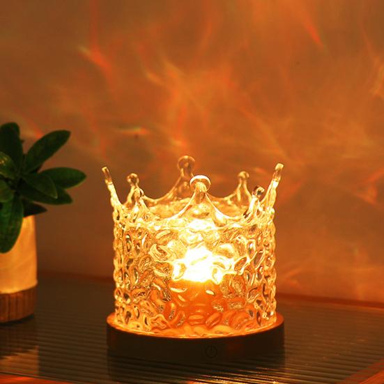 Bedside Lamp Ocean Wave Projector Light with Remote Control Dimmable Desktop Color-changing Night Light Ambient Lighting