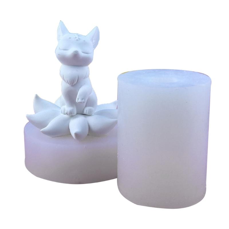 Nine Tails Foxes Silicone Molds DIY Epoxy Resin Molds Table Ornament Mould Candle Plaster Making Tool Easy to Clean