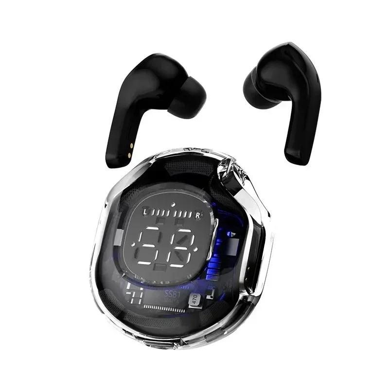 T8 TWS Wireless Bluetooth Headset Earbuds Transparent ENC Headphones LED Power Digital Display Stereo Sound Earphones for Xiaomi