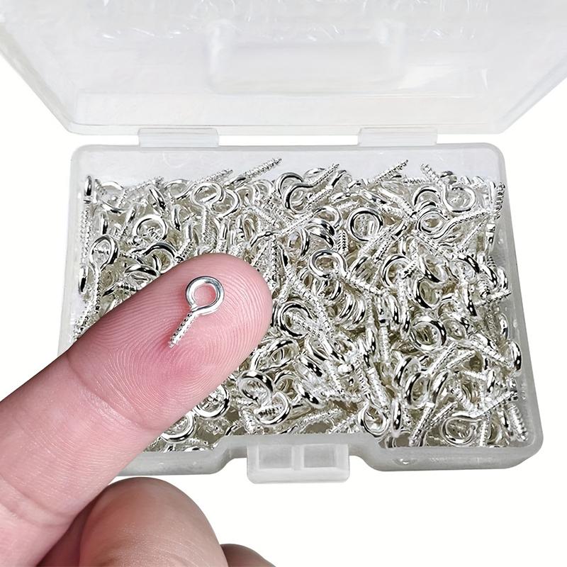 200pcs 5x10mm Small Tiny Mini Eye Pins Eyepins Hooks Eyelets Screw Threaded White & Golden Color Clasps Hooks For DIY Jewelry Making
