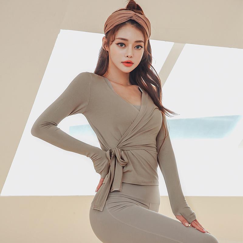 Korean Fashion Long-Sleeve Yoga Tops for Women - Autumn/Winter Collection