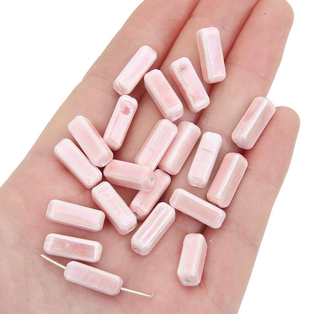 [6x15mm] 5pcs/Bag Cuboid Beads Colored Ceramic Beads Charm Loose Spacer Beads for Earring Bracelet Necklace DIY Jewelry Making Accessories