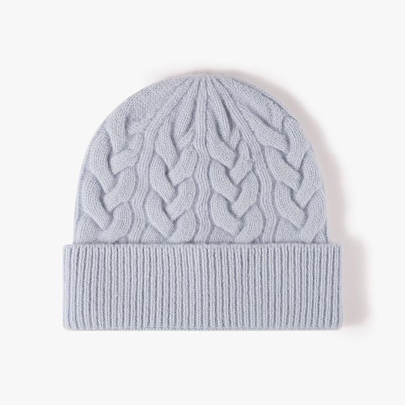 High Quality Winter Thick Custom Logo Earflap Beanie Color Wool Knitted Hat Warm Beanie Pullover Hat