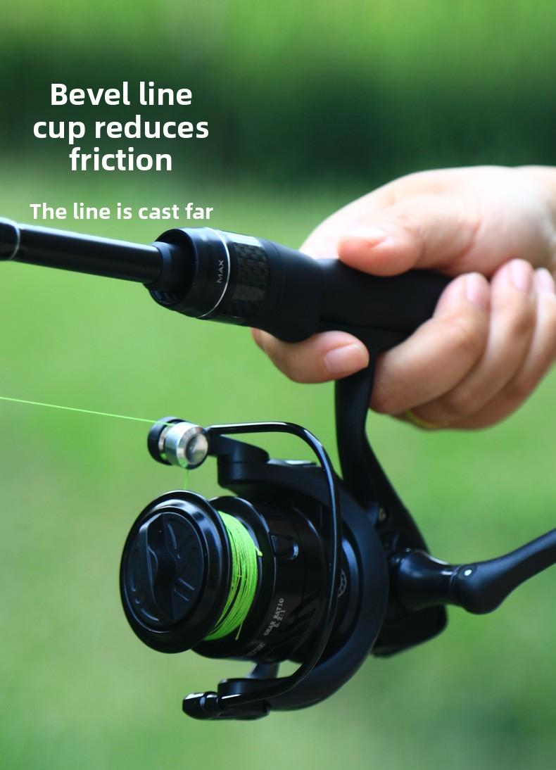 Spinning Fishing Reel Slanted-Shallow-Cup Long-Cast High-Gear-Ratio (5.2:1) All-Metal Carbon Black Micro-Prey Lake River Shallow Line Cup 1000 чёрный